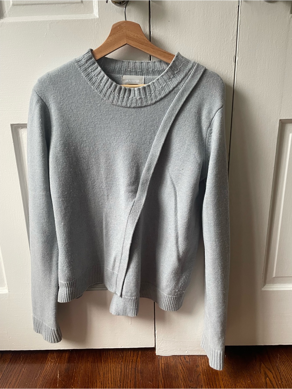 M Patmos Light Blue Extra Fine Merino Cashmere Asymmetric Sweater